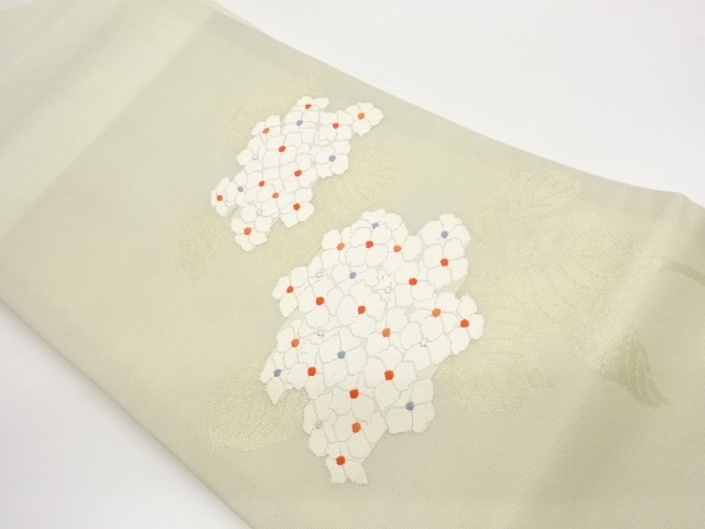JAPANESE KIMONO / NAGOYA OBI FOR SUMMER / WOVEN HYDRANGEA